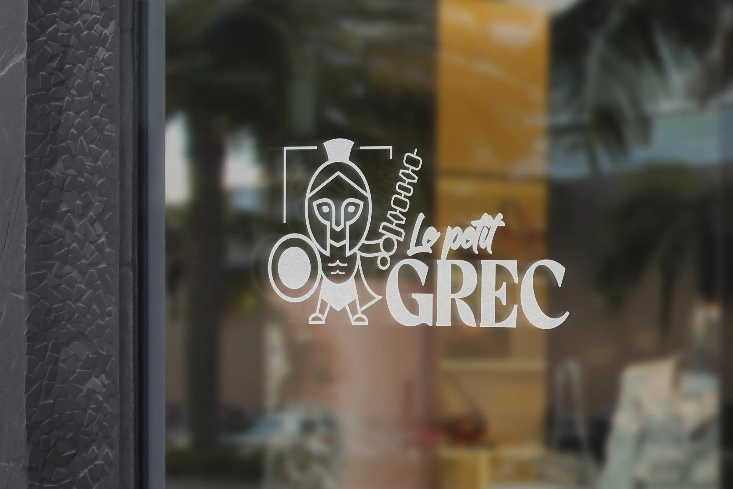 signalétique restaurant grec lettrage vitrine