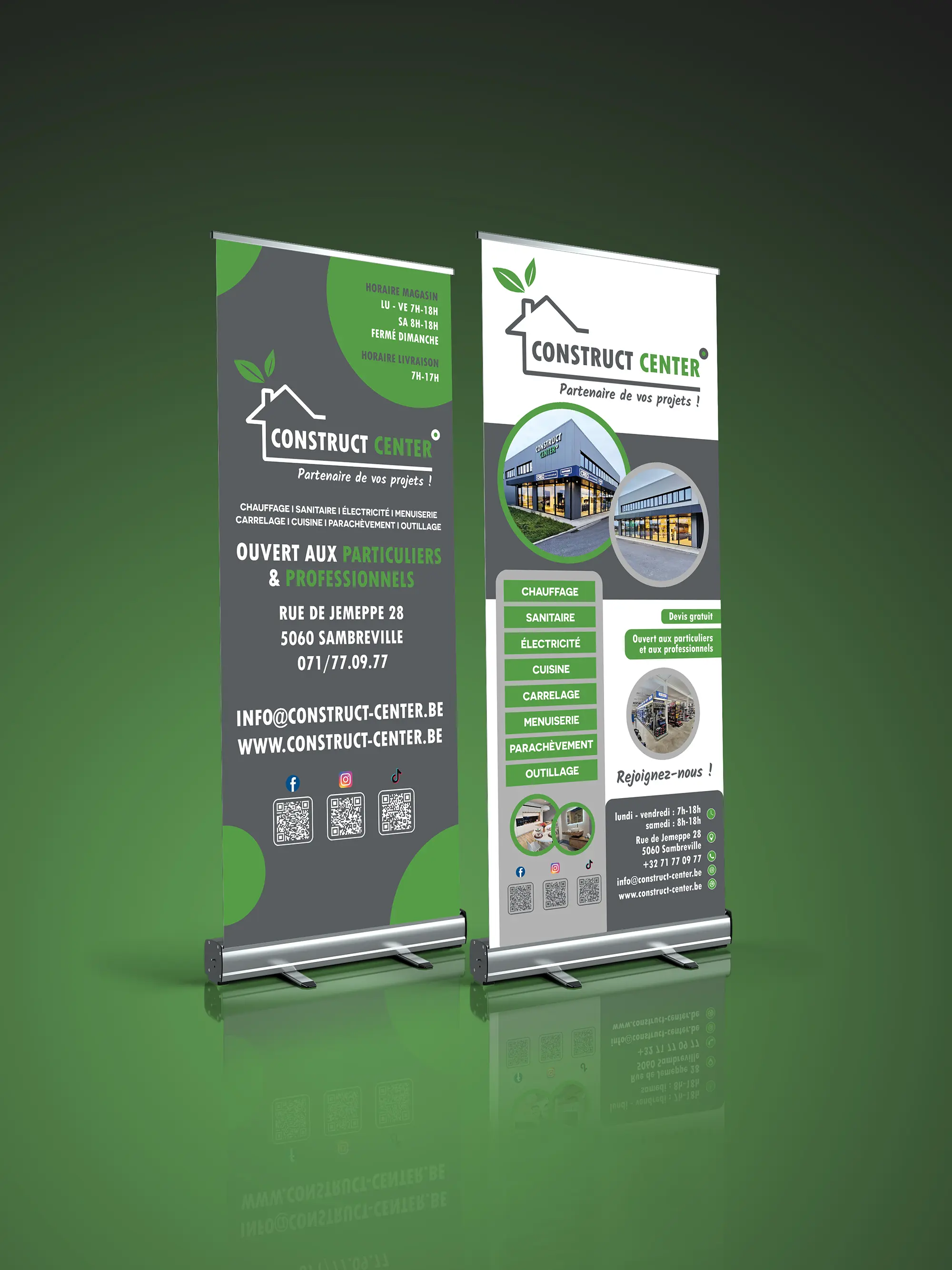 Roll-up présentant les services de la société Viagimmo.